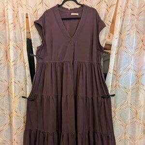 Wayward Fancies Royal Plum Tiered Maxi 95% Cotton
